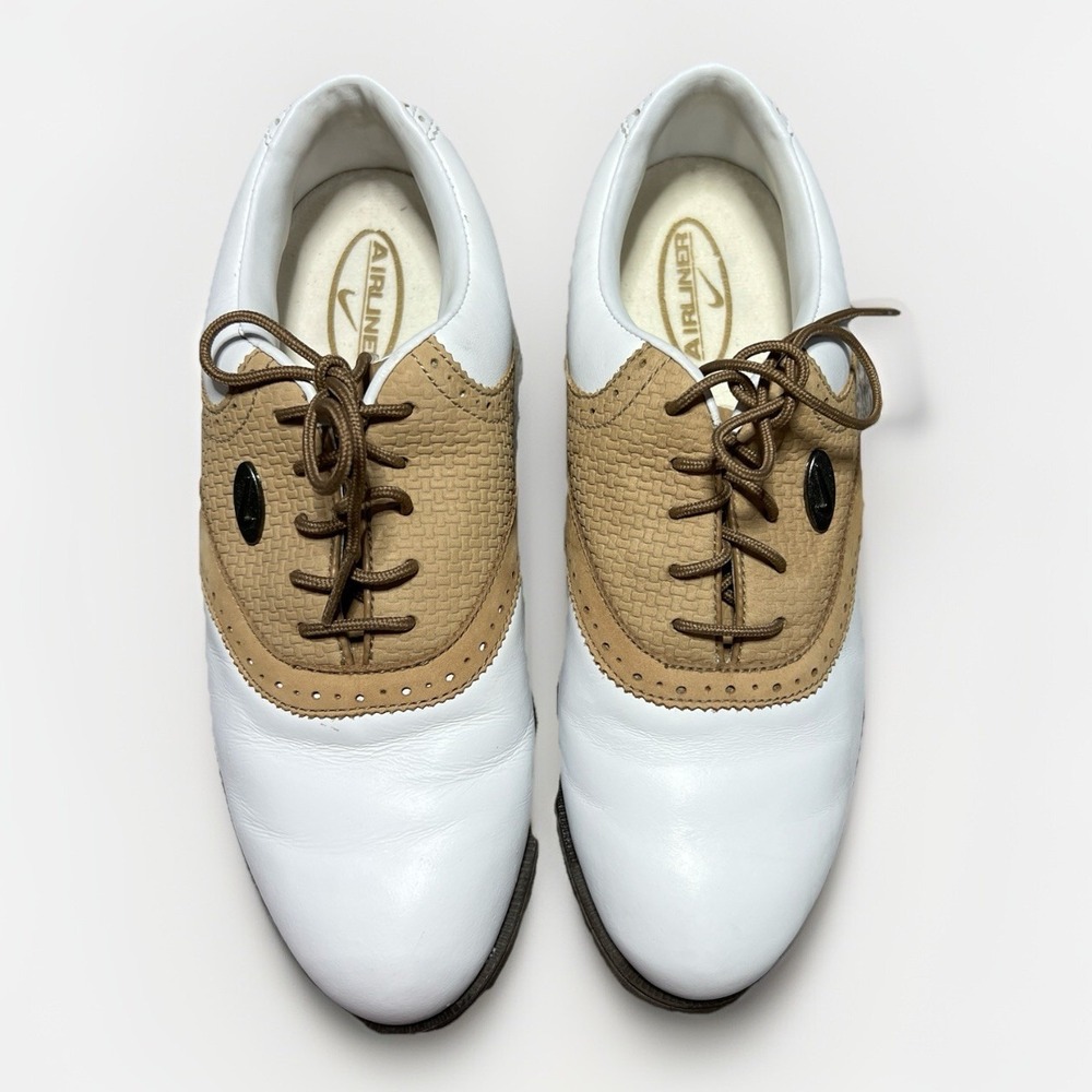 Nike Airliner Women's‎ Golf Shoes Size 7 Brown & White Leather Lace Up